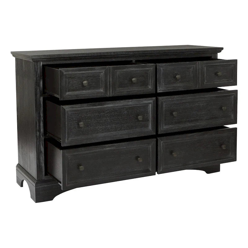 Ensemble de chambre King size « Farmhouse Basics » avec 2 tables de chevet, 1 commode et 1 miroir