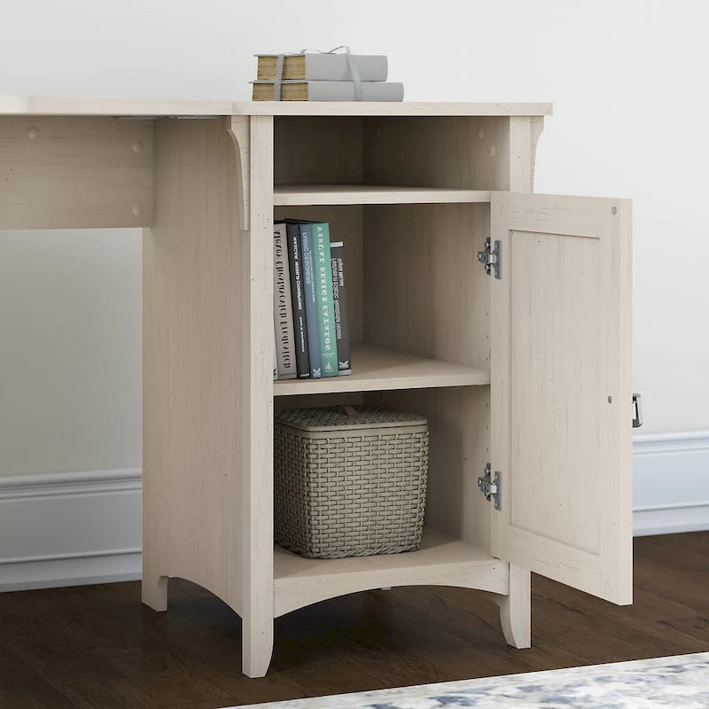 Bureau d'angle Salinas 55W avec classeur latéral et bibliothèque 5 étagères