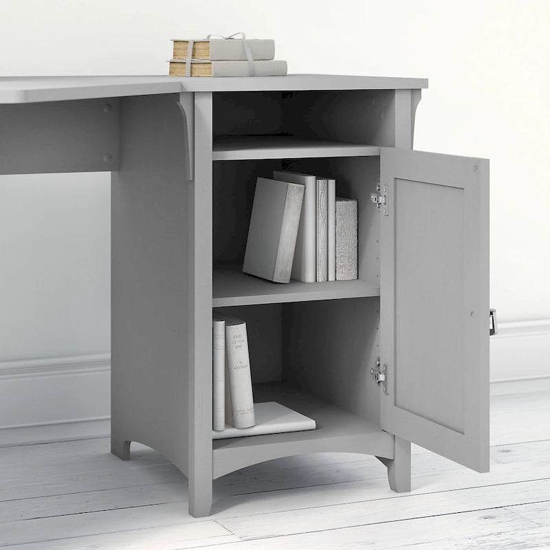 Bureau d'angle Salinas 55W avec classeur latéral et bibliothèque 5 étagères