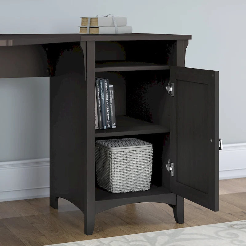 Bureau d'angle Salinas 55W avec classeur latéral et bibliothèque 5 étagères