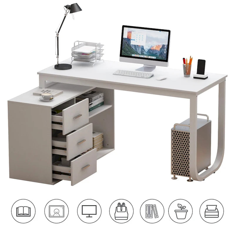 55.1L 41.3P Bureau d'angle de direction Timechee Poste de travail informatique