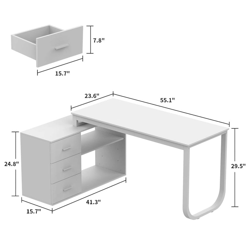 55.1L 41.3P Bureau d'angle de direction Timechee Poste de travail informatique