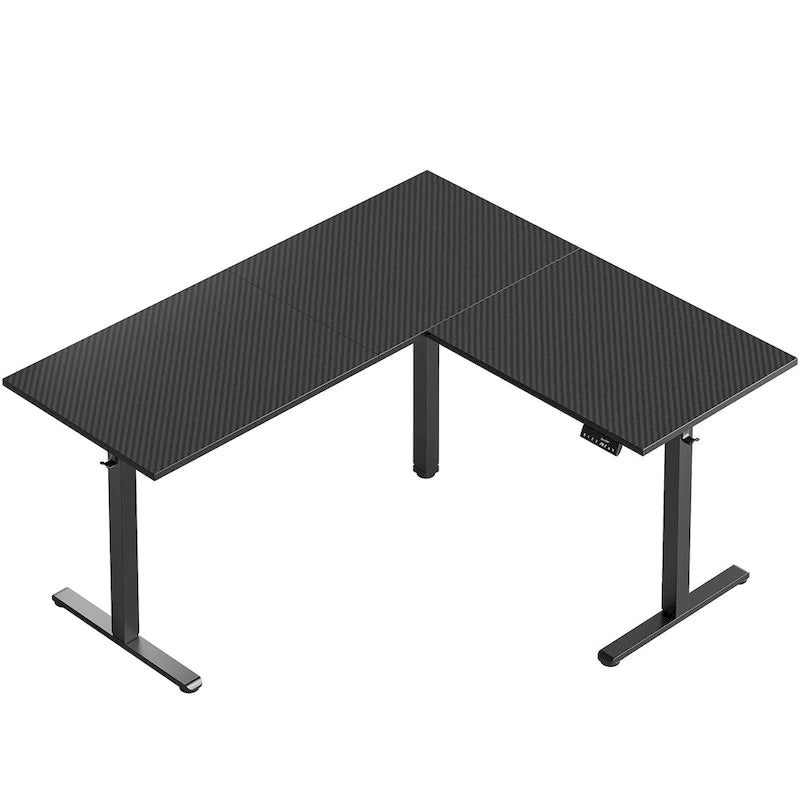 Bureau d'angle en forme de L de 63 pouces avec LED, pour le jeu, avec support de moniteur ergonomique