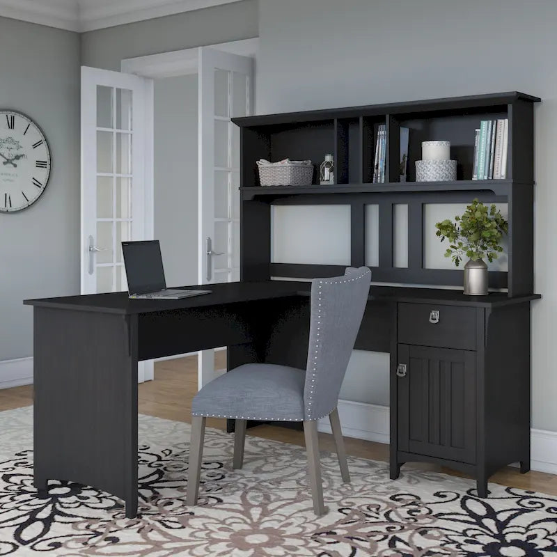 Bureau d'angle en L 60W Salinas de Bush Furniture avec armoire de rangement