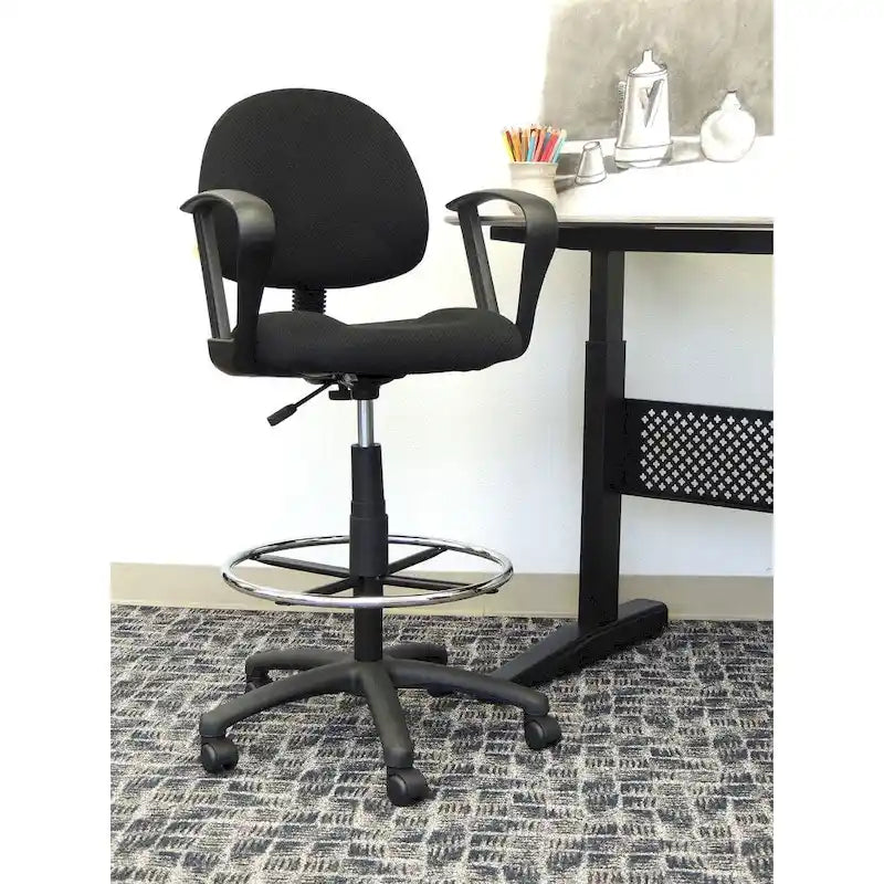 Chaise de bureau Boss réglable noire à accoudoirs bouclés avec roulettes