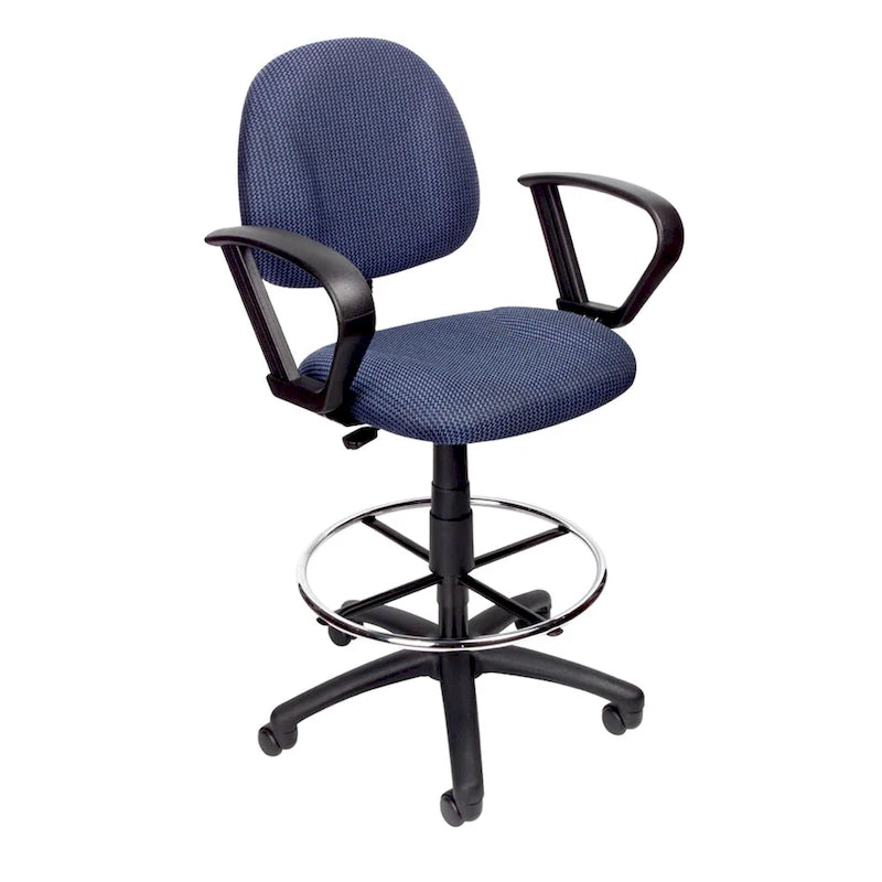 Chaise de bureau Boss réglable noire à accoudoirs bouclés avec roulettes