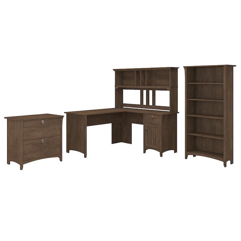 Bureau d'angle avec huche, armoire et bibliothèque Salinas 60W de Bush Furniture