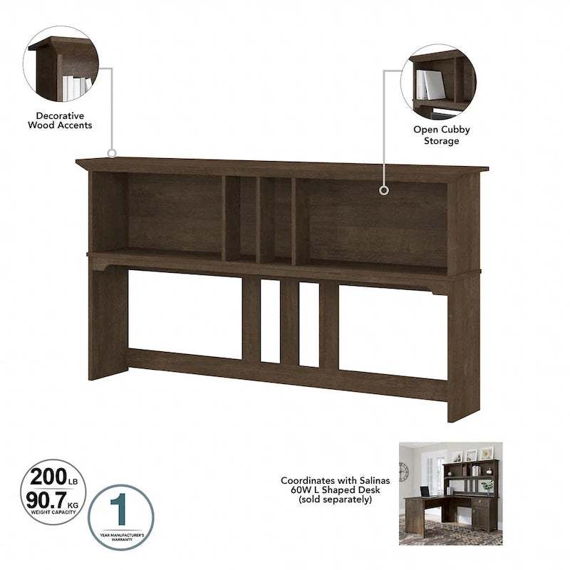 Bureau d'angle avec huche, armoire et bibliothèque Salinas 60W de Bush Furniture