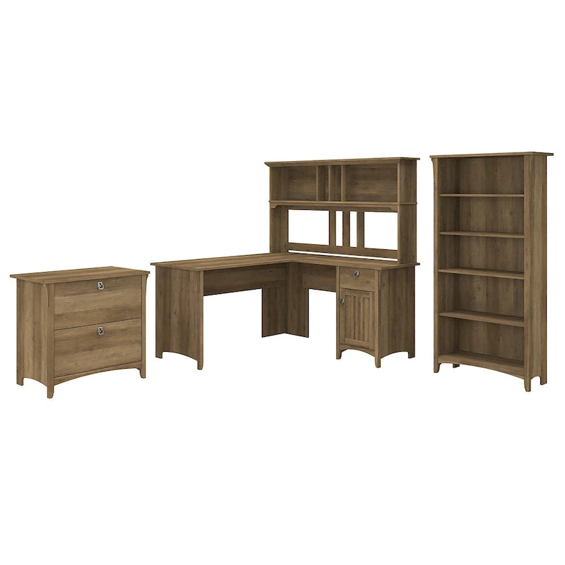 Bureau d'angle avec huche, armoire et bibliothèque Salinas 60W de Bush Furniture