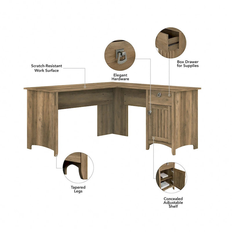 Bureau d'angle avec huche, armoire et bibliothèque Salinas 60W de Bush Furniture