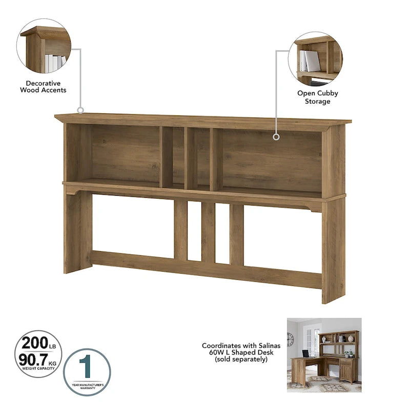Bureau d'angle avec huche, armoire et bibliothèque Salinas 60W de Bush Furniture