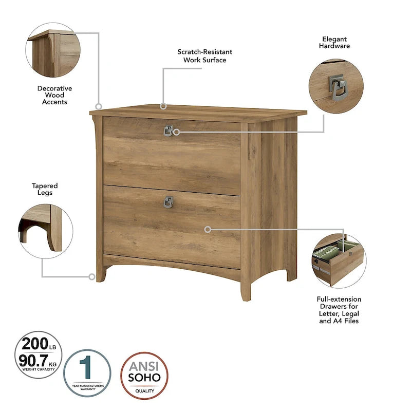 Bureau d'angle avec huche, armoire et bibliothèque Salinas 60W de Bush Furniture
