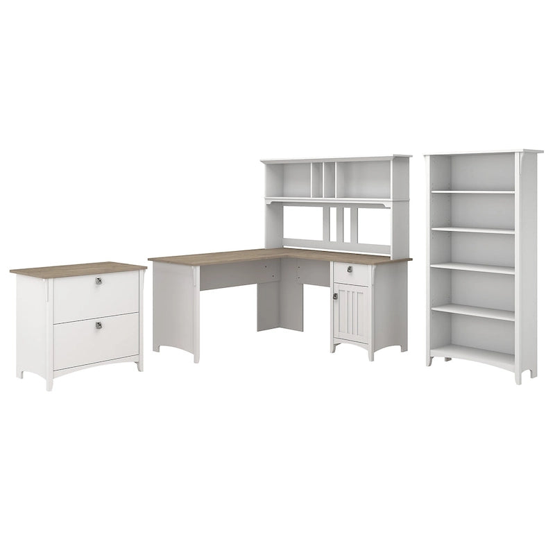 Bureau d'angle avec huche, armoire et bibliothèque Salinas 60W de Bush Furniture