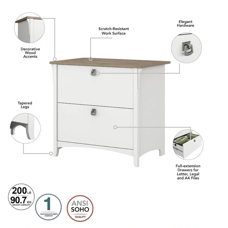 Bureau d'angle avec huche, armoire et bibliothèque Salinas 60W de Bush Furniture