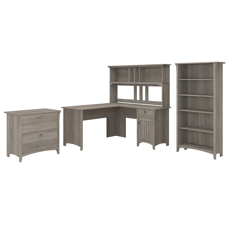 Bureau d'angle avec huche, armoire et bibliothèque Salinas 60W de Bush Furniture