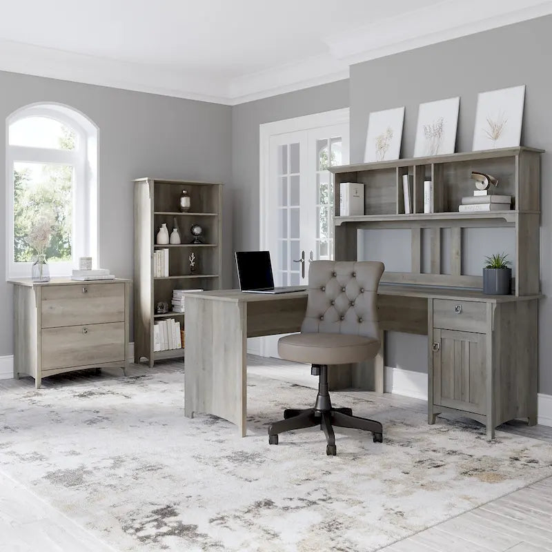 Bureau d'angle avec huche, armoire et bibliothèque Salinas 60W de Bush Furniture