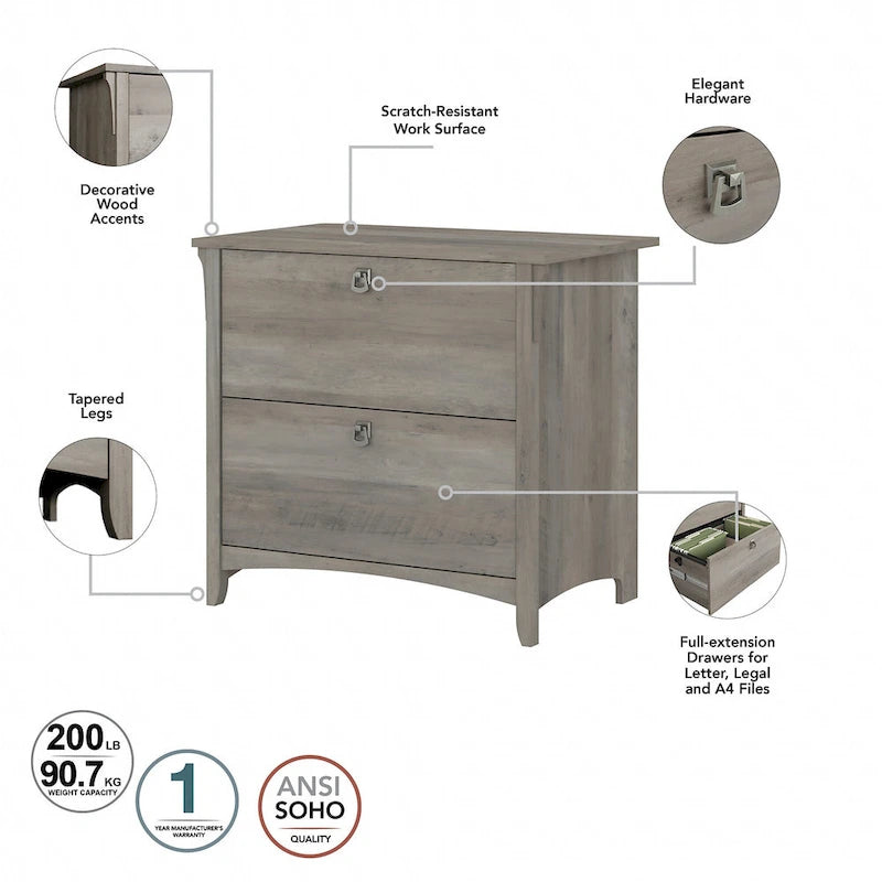 Bureau d'angle avec huche, armoire et bibliothèque Salinas 60W de Bush Furniture