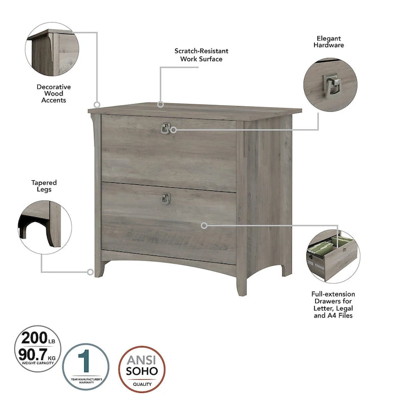 Bureau d'angle avec huche, armoire et bibliothèque Salinas 60W de Bush Furniture