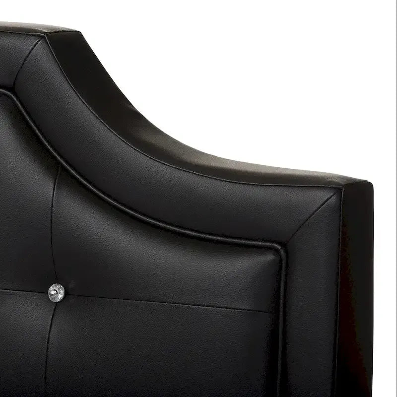 Lit plateforme moderne Baxton Studio Carlotta en similicuir noir avec tête de lit rembourrée