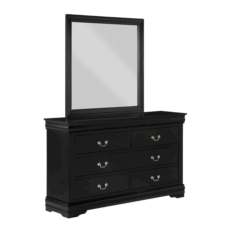 Chambre à coucher Lillie 6 pièces en bois noir avec lit traîneau