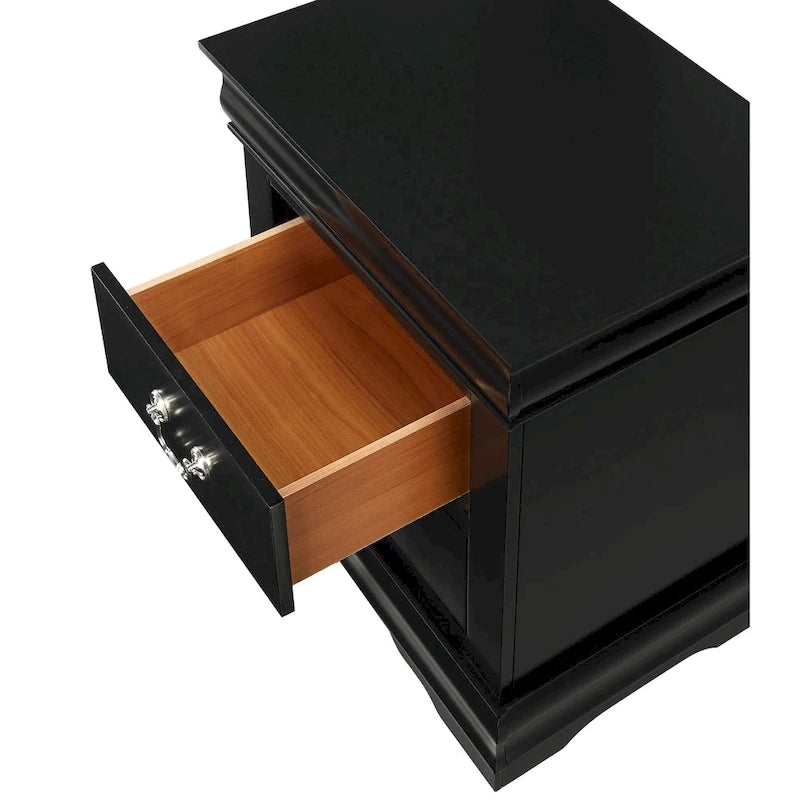 Chambre à coucher Lillie 6 pièces en bois noir avec lit traîneau