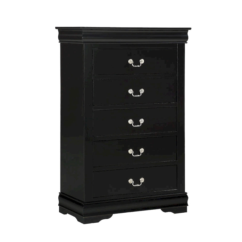 Chambre à coucher Lillie 6 pièces en bois noir avec lit traîneau