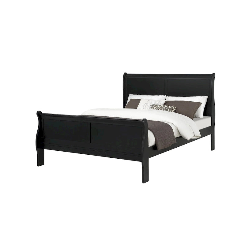 Chambre à coucher Lillie 6 pièces en bois noir avec lit traîneau