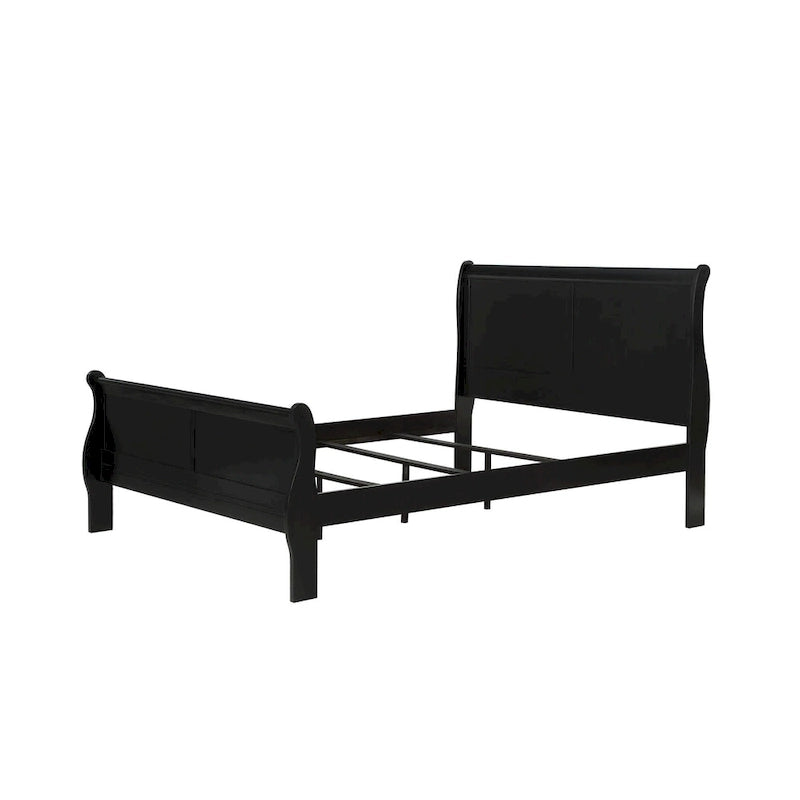 Chambre à coucher Lillie 6 pièces en bois noir avec lit traîneau