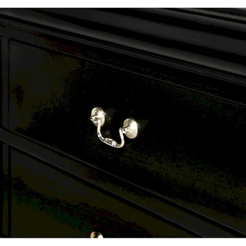 Chambre à coucher Lillie 6 pièces en bois noir avec lit traîneau