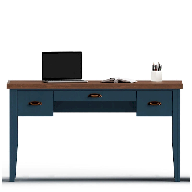 Bridgevine Home Nantucket Bureau de 53 pouces, Aucun assemblage requis, Fini Bleu Denim et Whisky