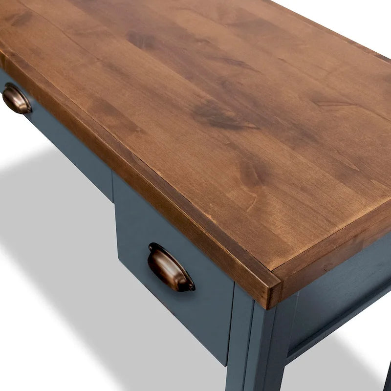 Bridgevine Home Nantucket Bureau de 53 pouces, Aucun assemblage requis, Fini Bleu Denim et Whisky