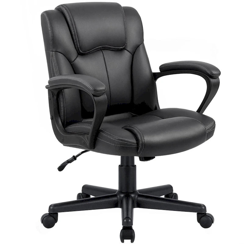 Chaise de bureau Homall Executive marron en cuir PU épais et rembourré, ergonomique, dossier mi-haut, pour bureau et usage commercial