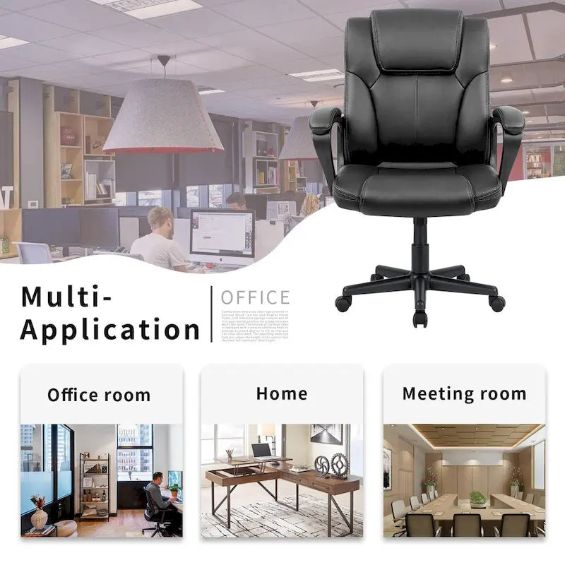 Chaise de bureau Homall Executive marron en cuir PU épais et rembourré, ergonomique, dossier mi-haut, pour bureau et usage commercial