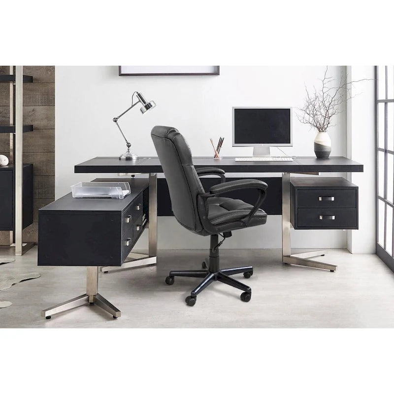 Chaise de bureau Homall Executive marron en cuir PU épais et rembourré, ergonomique, dossier mi-haut, pour bureau et usage commercial