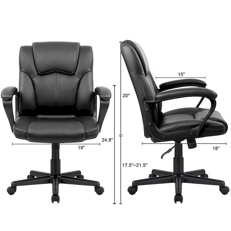Chaise de bureau Homall Executive marron en cuir PU épais et rembourré, ergonomique, dossier mi-haut, pour bureau et usage commercial