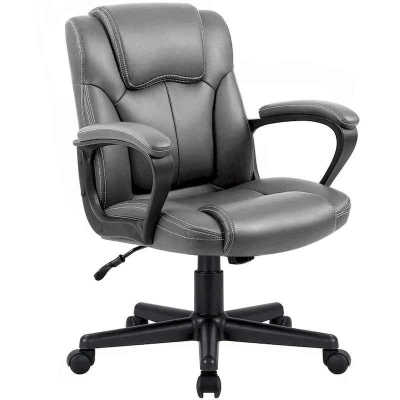 Chaise de bureau Homall Executive marron en cuir PU épais et rembourré, ergonomique, dossier mi-haut, pour bureau et usage commercial