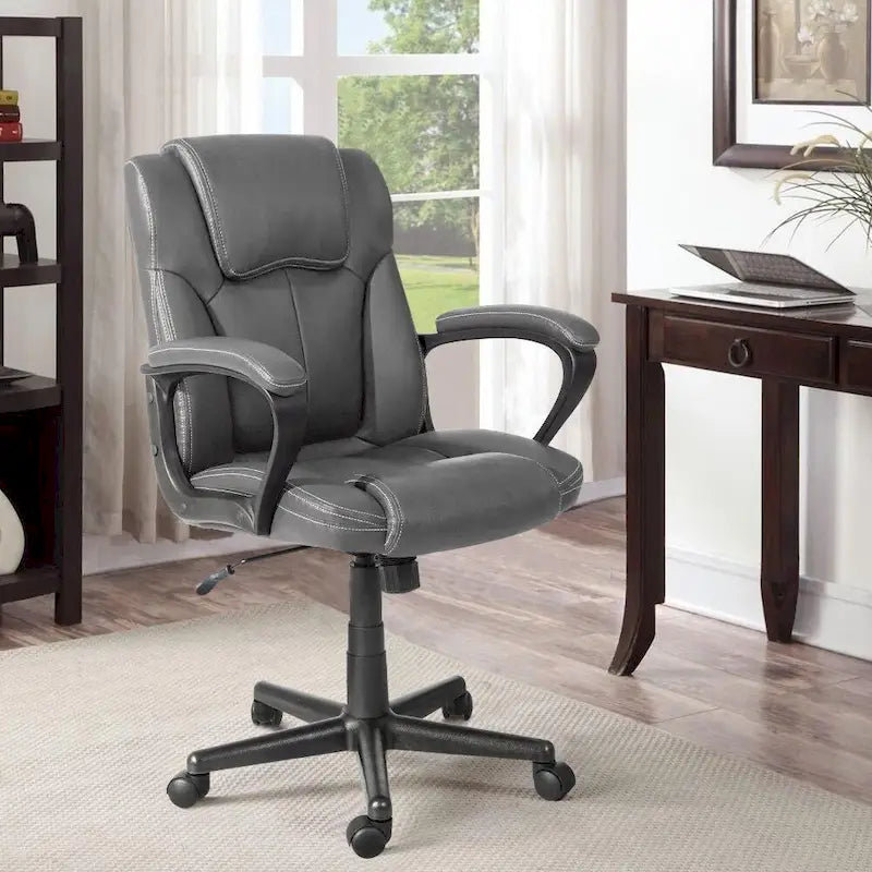 Chaise de bureau Homall Executive marron en cuir PU épais et rembourré, ergonomique, dossier mi-haut, pour bureau et usage commercial
