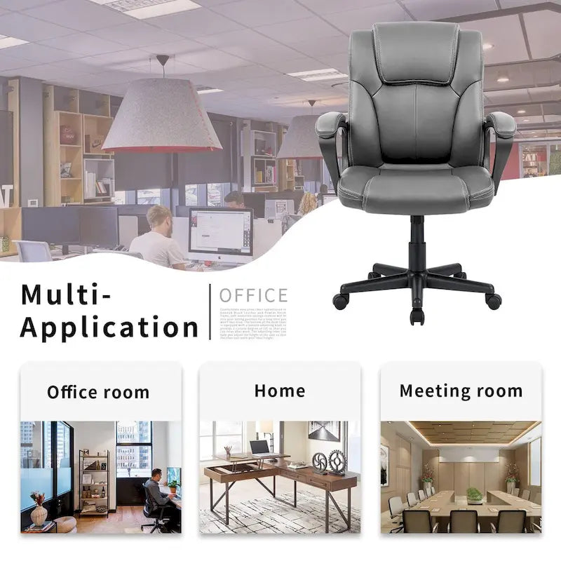 Chaise de bureau Homall Executive marron en cuir PU épais et rembourré, ergonomique, dossier mi-haut, pour bureau et usage commercial