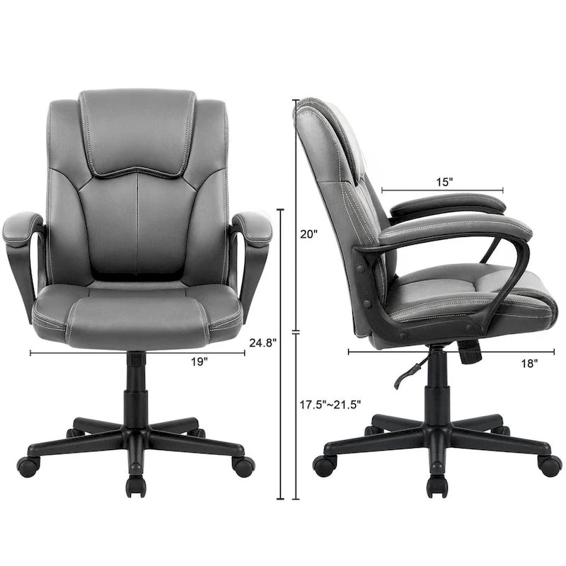 Chaise de bureau Homall Executive marron en cuir PU épais et rembourré, ergonomique, dossier mi-haut, pour bureau et usage commercial