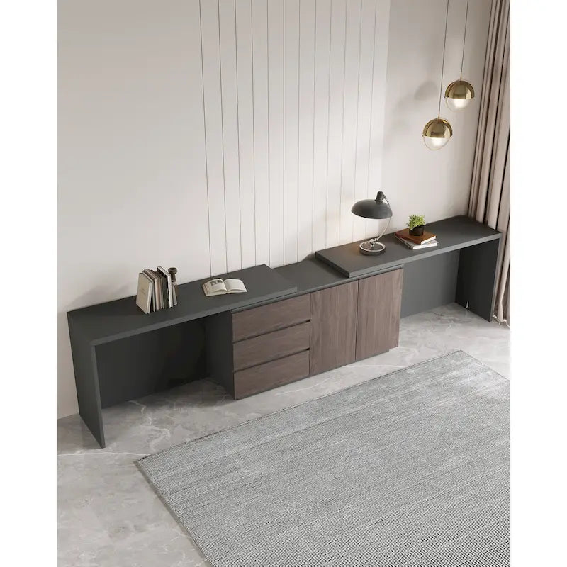 Très grand bureau de direction moderne et évolutif avec commode à tiroirs pour le rangement