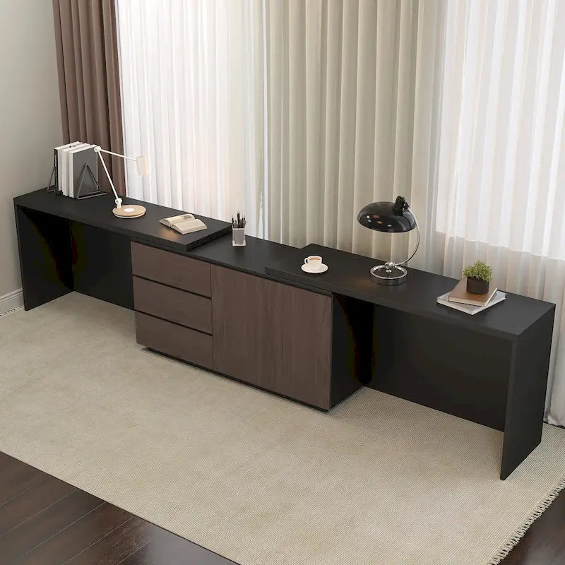 Très grand bureau de direction moderne et évolutif avec commode à tiroirs pour le rangement