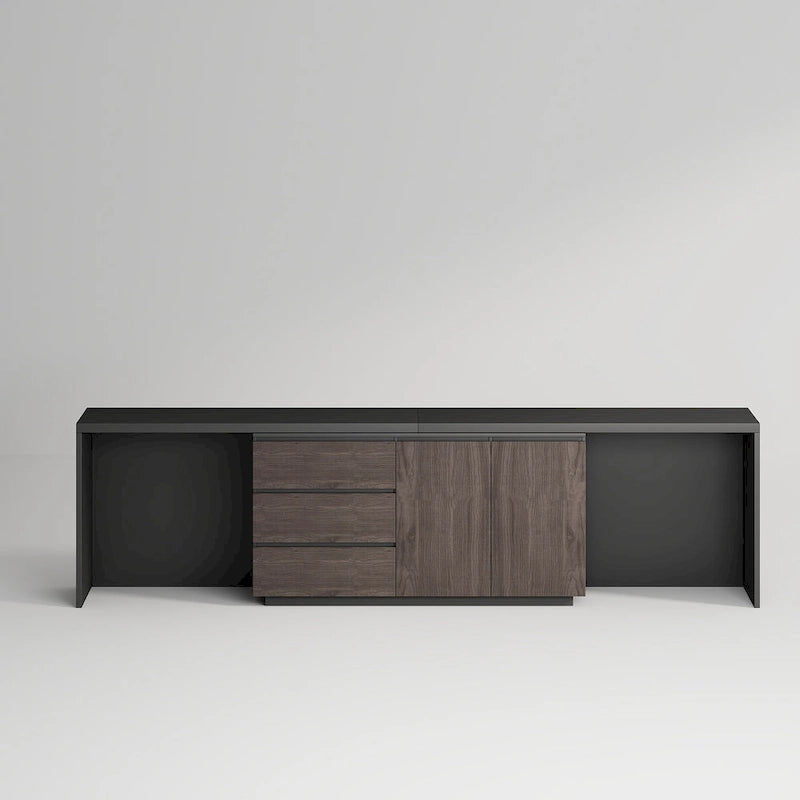 Très grand bureau de direction moderne et évolutif avec commode à tiroirs pour le rangement