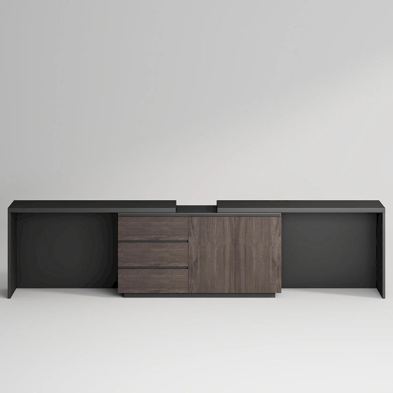 Très grand bureau de direction moderne et évolutif avec commode à tiroirs pour le rangement