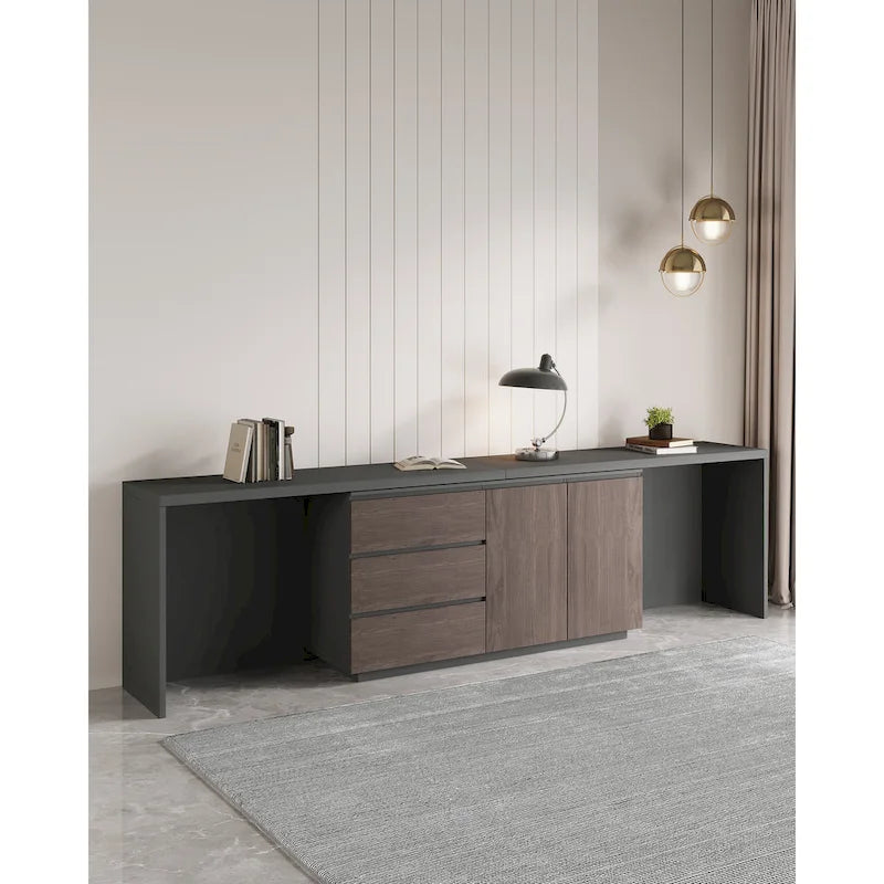 Très grand bureau de direction moderne et évolutif avec commode à tiroirs pour le rangement