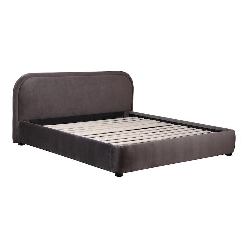 Lit plate-forme moderne incurvé Aurelle Home Collete en tissu couleur avoine