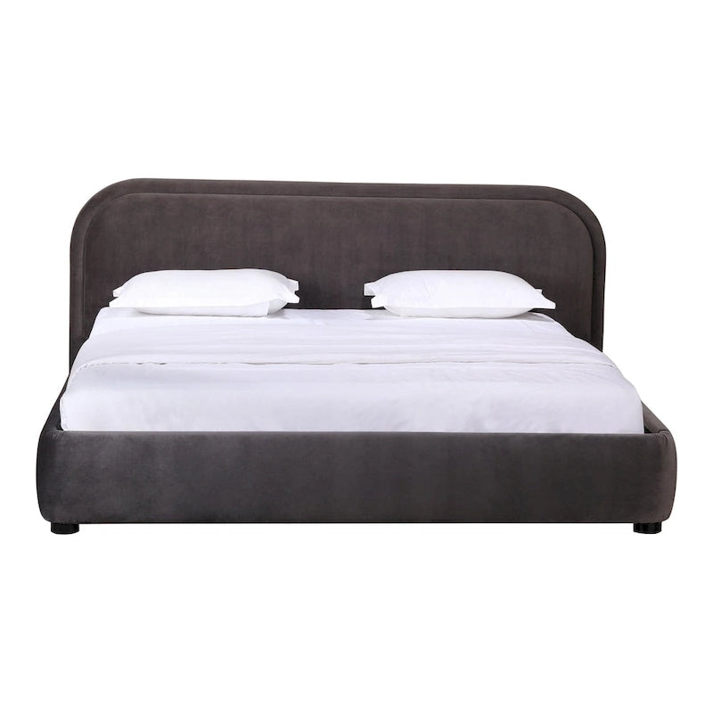 Lit plate-forme moderne incurvé Aurelle Home Collete en tissu couleur avoine