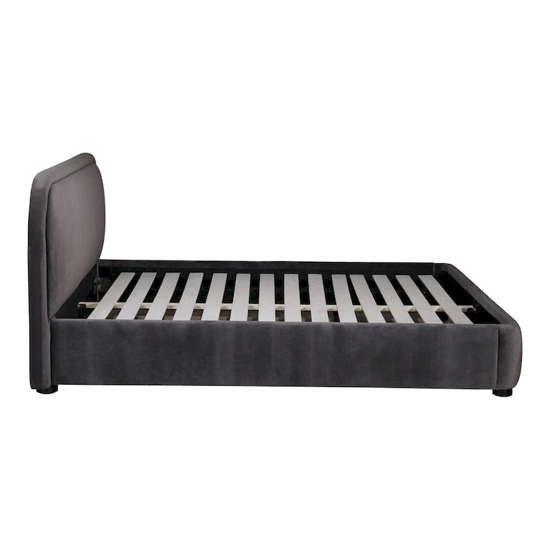 Lit plate-forme moderne incurvé Aurelle Home Collete en tissu couleur avoine