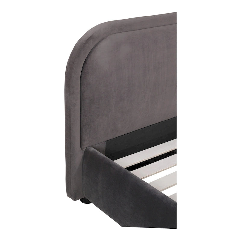 Lit plate-forme moderne incurvé Aurelle Home Collete en tissu couleur avoine