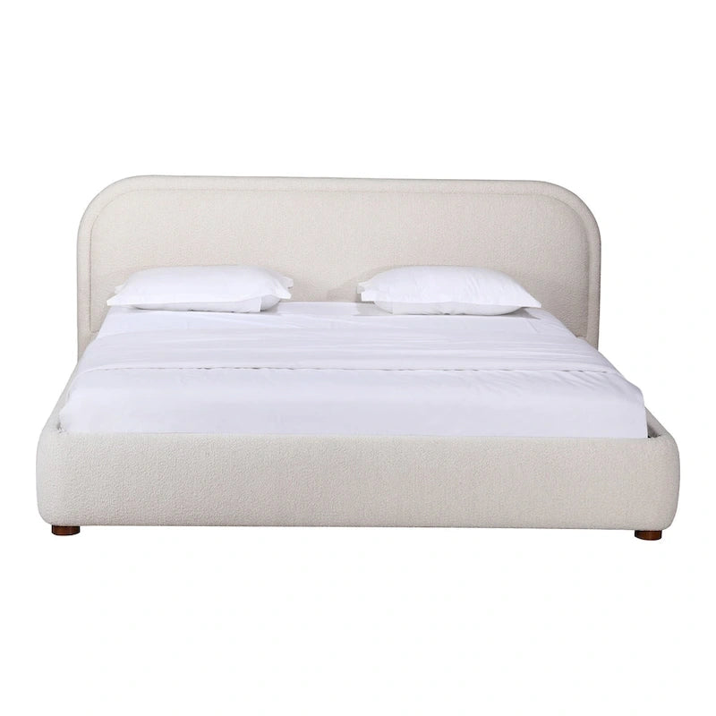Lit plate-forme moderne incurvé Aurelle Home Collete en tissu couleur avoine