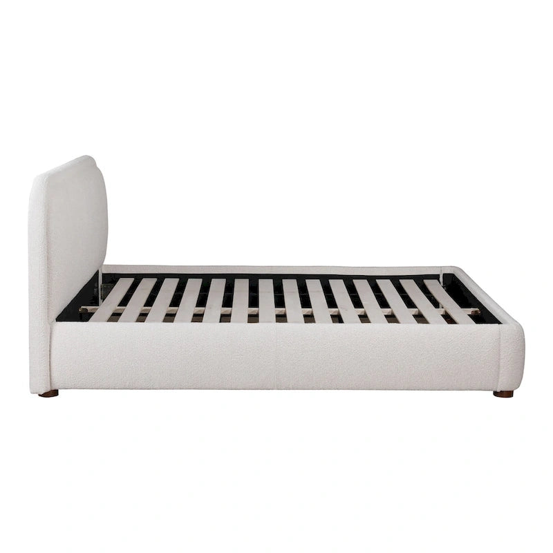Lit plate-forme moderne incurvé Aurelle Home Collete en tissu couleur avoine